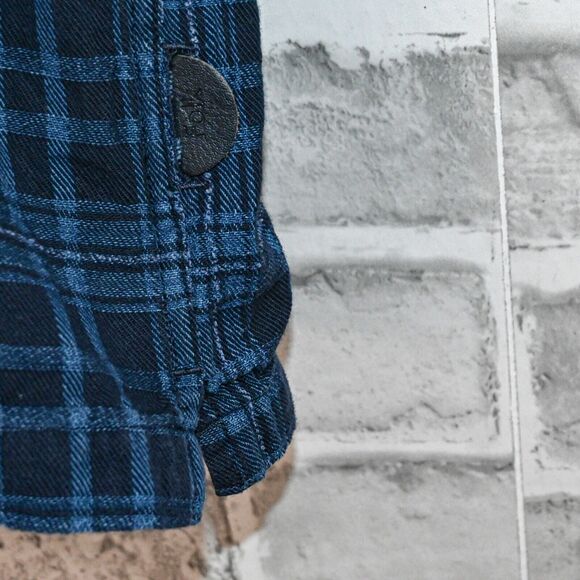 FOLK Clothing Men's Junction Shirt button up indigo check size 3 - Picture 6 of 7